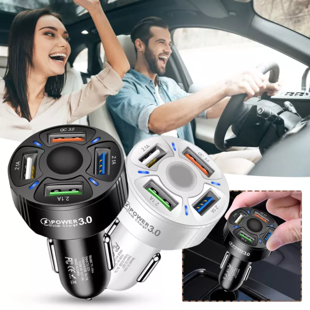 4 In 1 USB Car Charger Fast Charger Car Charger One Tow Double Car Charger Port