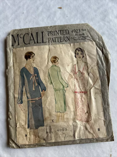 Vintage McCall #4923 1920s Ladies Flapper Dress Sz16 Sewing Pattern