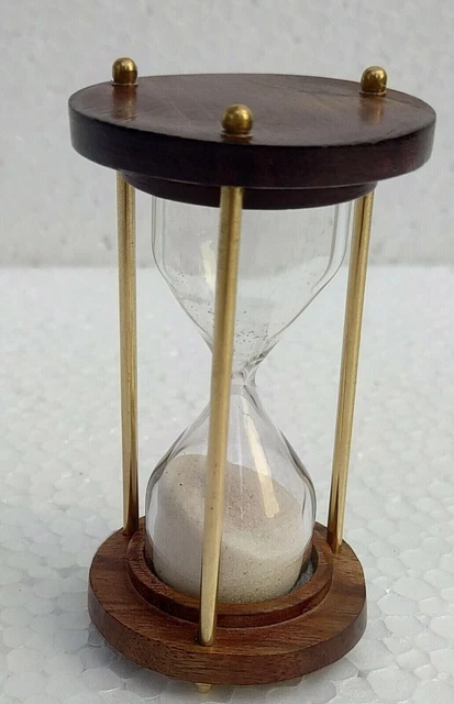 Reloj de arena de 6.0 in, temporizador de arena de madera y latón marino,...