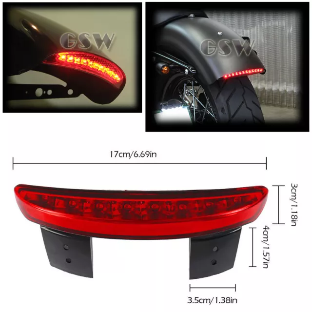 Red Lens Rear Stop LED Tail Light Brake For Motorcycle Bobber Chopper Cafe Racer