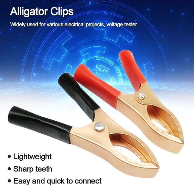 Test de batterie Alligator Clips Noir Crocodile Voiture Caravane Van Rouge