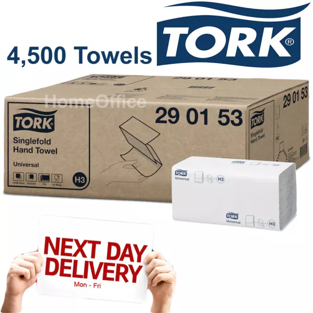 Tork Hand Paper Towels Single Fold 2 Ply Universal Zig Zag 4,500 Sheets White H3
