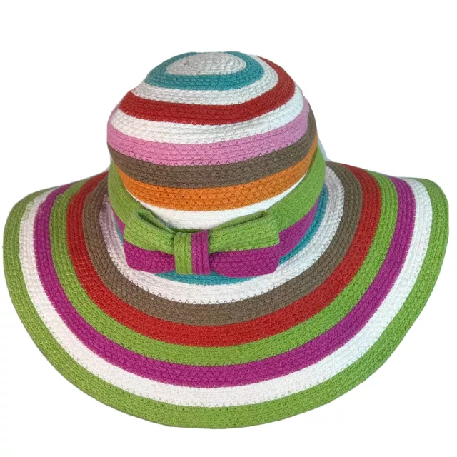 Kate Spade New York Hats Off Colorful Striped Cotton Sun Hat W/ Bow  Size: O/S