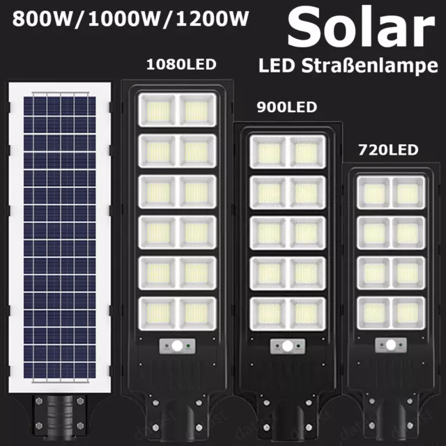 LED Straßenlampe mit Bewegungsmelder Solar Straßenlaterne Fluter Strahler mit FB