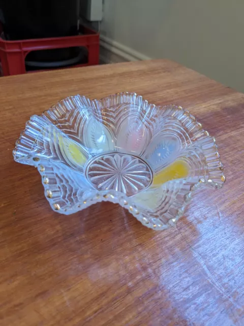 Vintage Carnival Glass Fluted Bowl