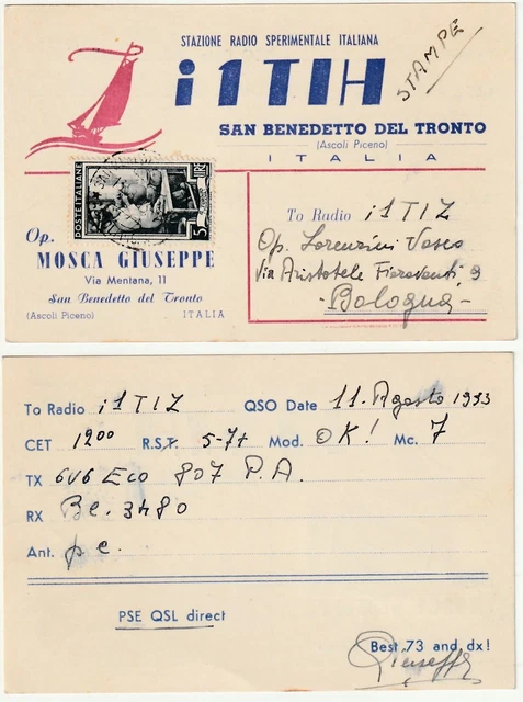 S. Benedetto Del Tronto - Ascoli Piceno - Radio Amatore - Viagg. 1953 -2445-