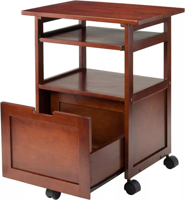 Winsome Home Office Walnut Piper Work Cart / Printer Stand with Pullout Tray