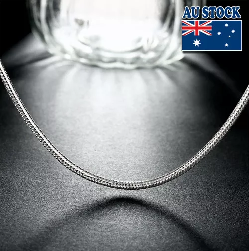 Elegant 925 Sterling Silver Filled 3MM Snake Chain Necklace Gift Men's Women's