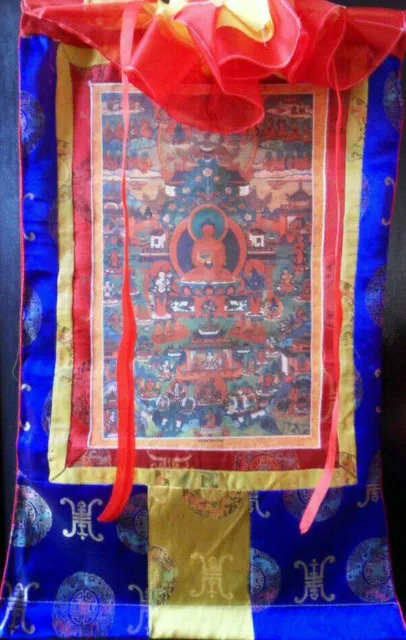 Thangka aus Tibet Sukhavati westl. Paradies des Amithaba