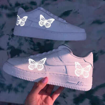 Nike Air Force 1 Custom Reflective Butterfly Shoes Low White Men Women Kids Size