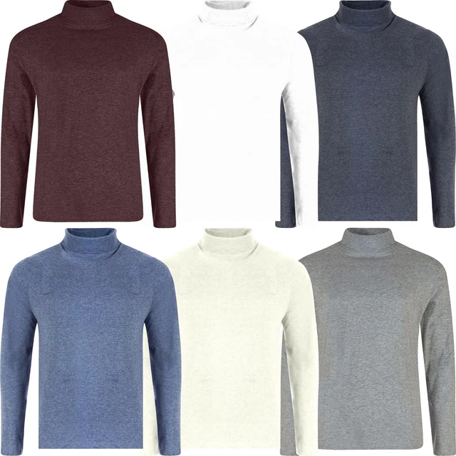 Mens Roll Neck Jumper Lightweight Baselayer T-Shirt Top Turtle High Polo Neck