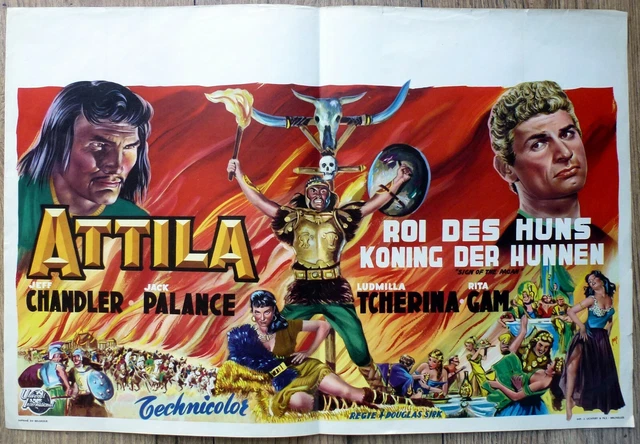 belgian poster peplum ATTILA, SIGN OF THE PAGAN, JEFF CHANDLER, JACK PALANCE