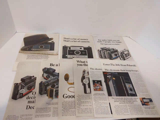 1960s Polaroid Camera Ads Lot of 9 Instant Color Pack Electronic Flash