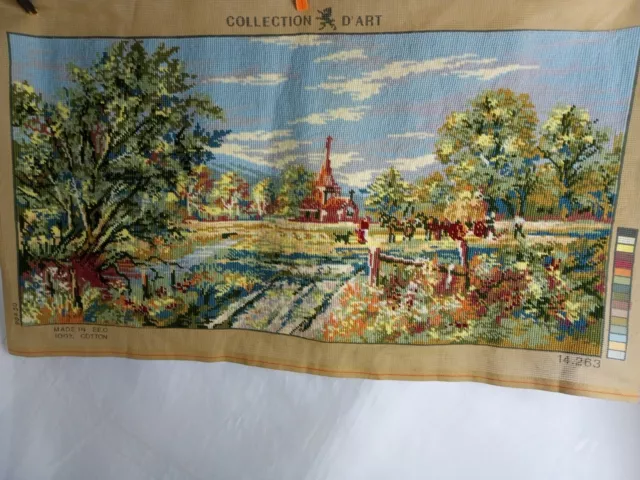 Countryside Needlepoint Tapestry78cmx39cm Large Picture Seat Coving etc