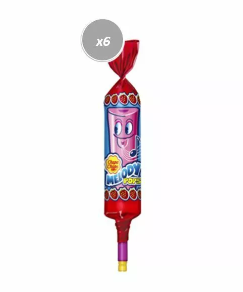 910368 6 x 15g LOLLIPOP CHUPA CHUPS MELODY POPS PLAY REAL MUSIC STRAWBERRY FLAV