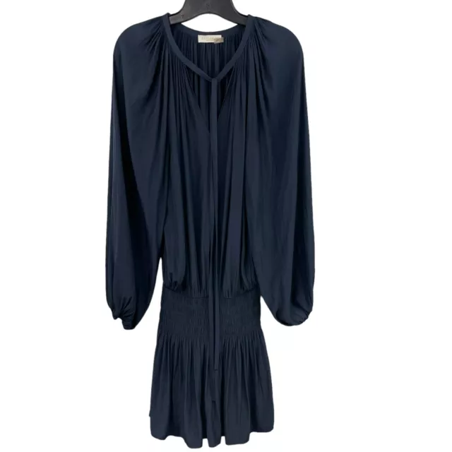 Ramy Brook Mini Dress Size Small Navy Blue Cinched Waist Long Sleeves