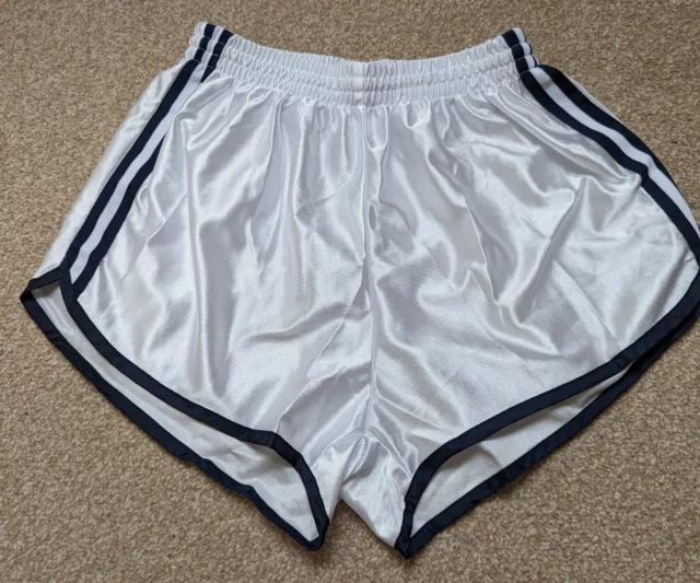 Taglia S | Pantaloncini da uomo stile vintage lucido atletico/corsa | bianco | SH5