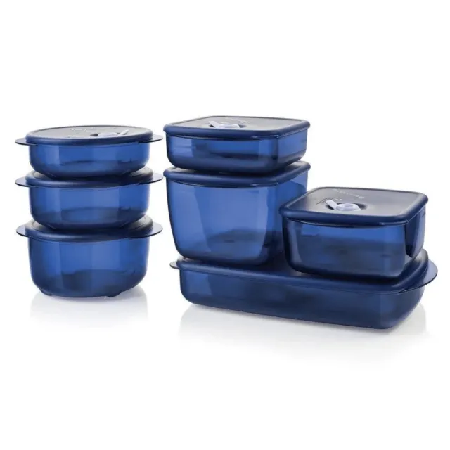 Tupperware Vent n' Serve 7 piece Set Blue