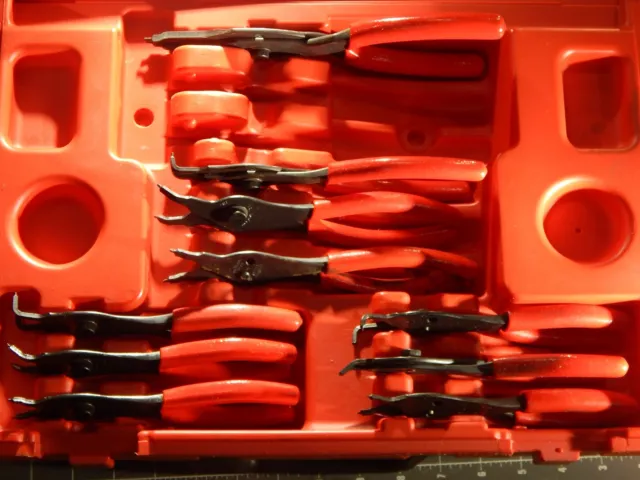 Snap On 10 OF 12Pc Snap Retaining Ring Plier Set SRPC112 Convertible In Case