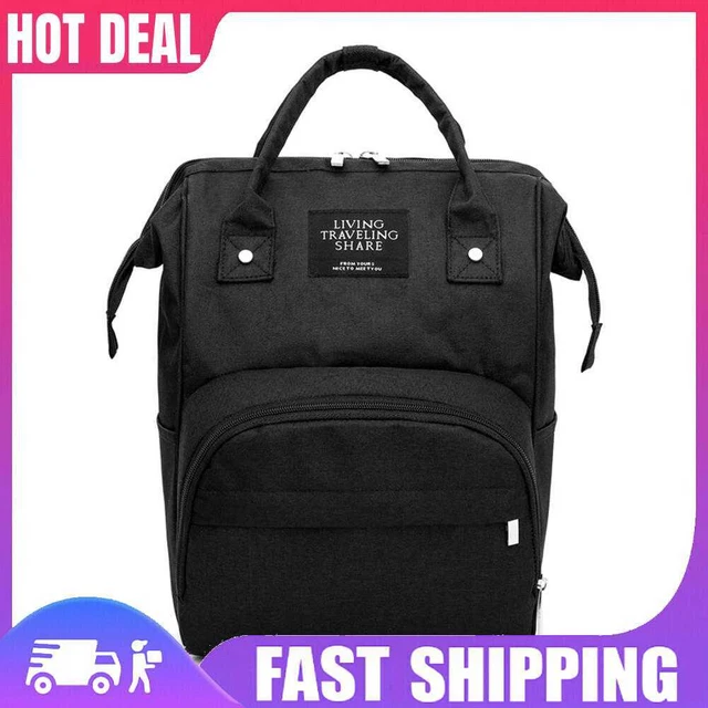 Solid Color Mommy Backpacks Large Maternity Nappy Top-handle Bags (Black)
