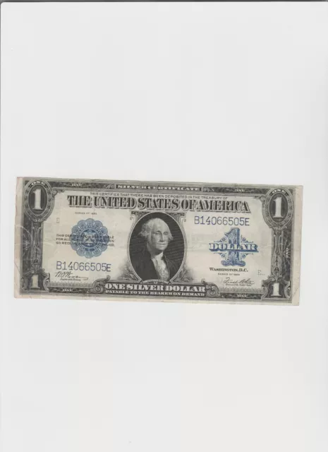 1923 $1 One Dollar Silver Certificate Note Horse Blanket Large Size Banknote.
