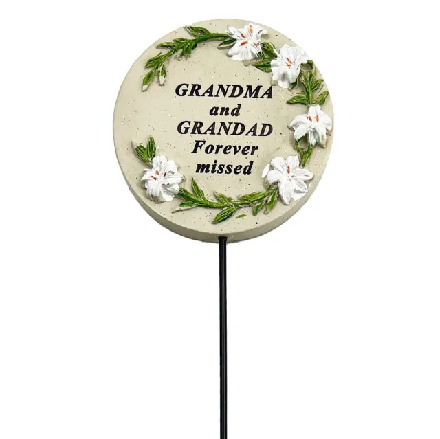 Grandma and Grandad Lily Flower Memorial Tribute Stick Graveside Grave Plaque