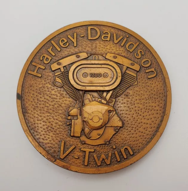 HARLEY DAVIDSON V-TWIN Motorcycle Engine Vintage Round Brass Belt ...