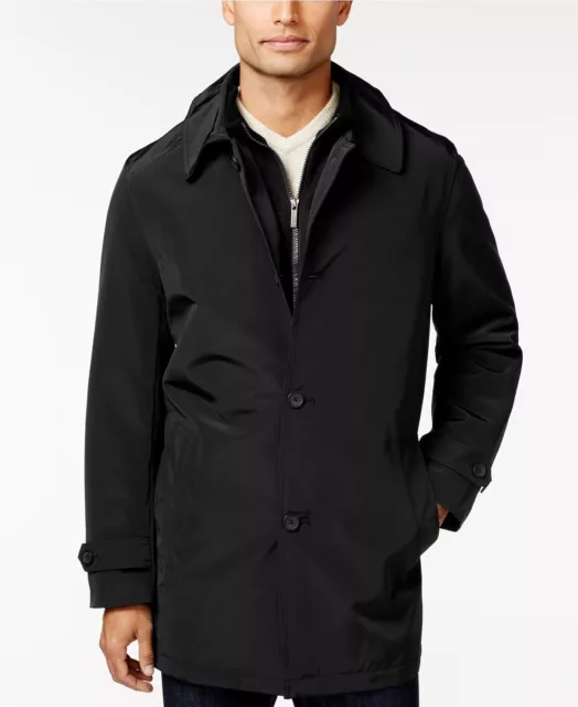 KENNETH COLE NEW YORK 134871 Men's Black Raven Slim-Fit Raincoat Sz S