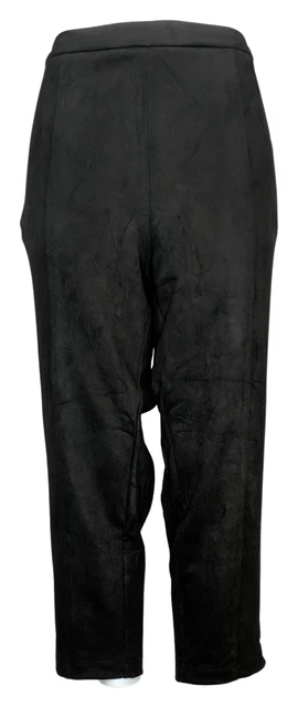 Joan Rivers Women's Petite Pants 1XP Fauux Suede Signature Ankle Black A519692