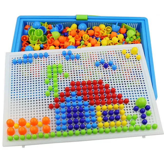 Children Kids Puzzle Peg Board 592 Pegs Mosaic Puzzle Toy Block Pegs Set Gift UK