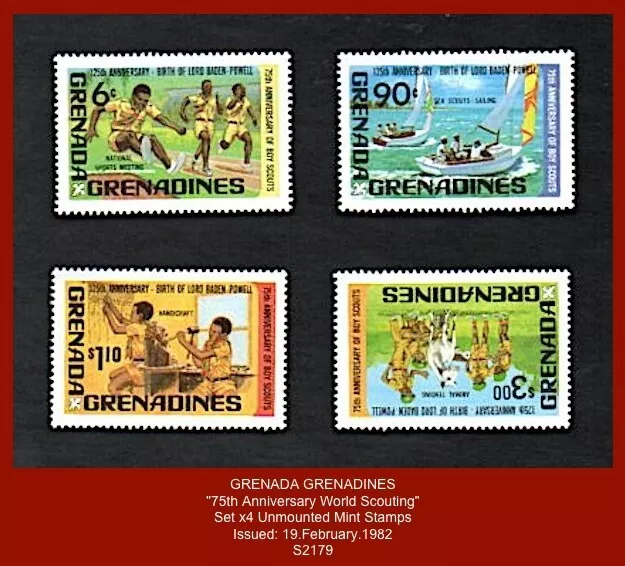 GRENADA GRENADINES  1982 - "75th Anniv. World Scouting"  ~ Mint set x4 stamps