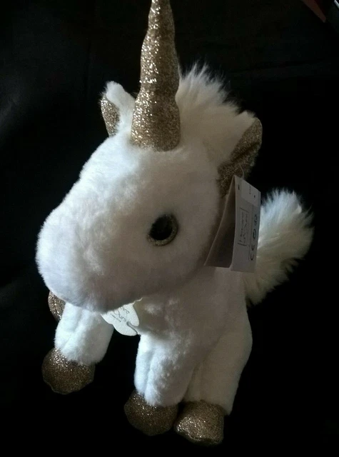 doudou peluche licorne blanc et or doré HISTOIRE D'OURS 23cm neuf