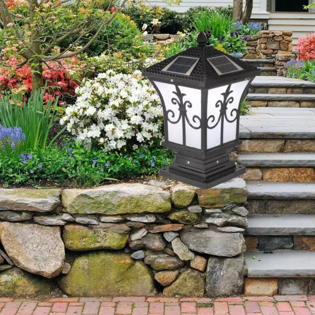 fr Solar Retro Lantern Lamps LED Waterproof Outdoor Column Light Garden Fence De