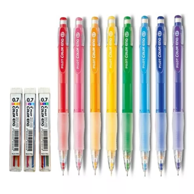 Pilot Color Eno 0.7mm Automatic Mechanical Pencil Set (8 Pencils & 3 mix Leads)