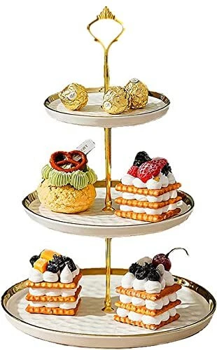 3 Tier Ceramic Cake Stand - Elegant Dessert Cupcake Stand - Pastry