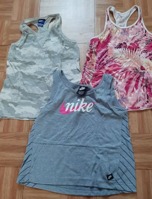 NIKE ragazze pacchetto 3 top gilet mimetici foglia rosa grigio XL età 13 - 156-166