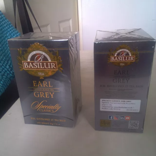 Basilur Tea Bag Two Boxes Of 25 Earl Grey Tea Bags