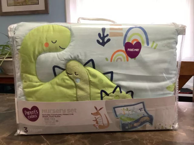 New Parents Choice 3 Pc. Nursery set Crib Bedding Comforter Sheet Dinosaurs