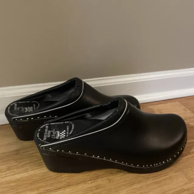 TROENTORPS CLOGS CHEF Black Leather Shoes - size 46 (US men's size 13 ...