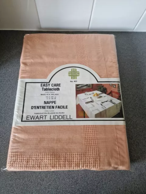 Vintage 60s/70s Pink Tablecloth Ewart Liddell 100% Irish Cotton New Old Stock