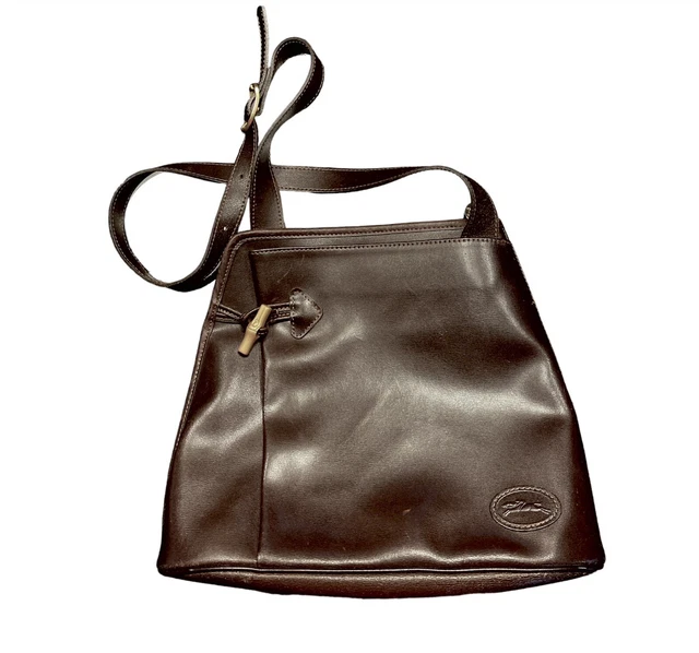 Longchamp leather crossbody messenge bag - Roseau brown leather - gold hardware