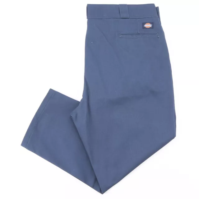 DICKIES Mens Blue Cotton Regular Straight Trousers W40 L26