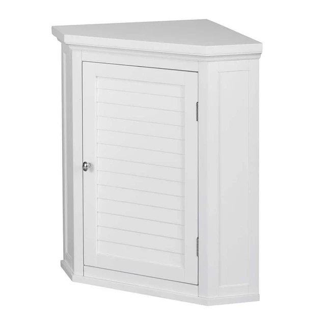 Gabinete de pared de baño Teamson esquina hogar 22,5""x24""x15"" madera 1 estante blanco