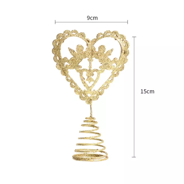 Christmas Tree Toppers Star Heart Glitter Metallic Xmas Tree Decor Star Ornament