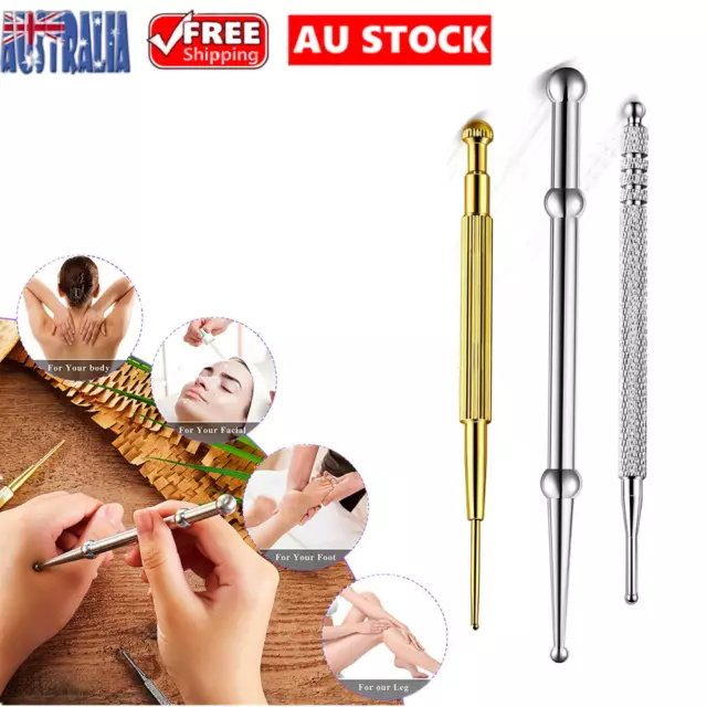 3X Facial Reflexology Massage Tool Retractable Acupuncture Pen Body Relief AU