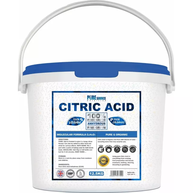 Citric Acid Fine Food Grade BUCKET Anhydrous Descaler Bath Bombs Home Brewing