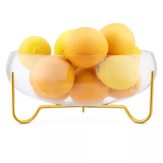 Cuenco para Frutas de Cristal con soporte de metal bowl frutero decorativo