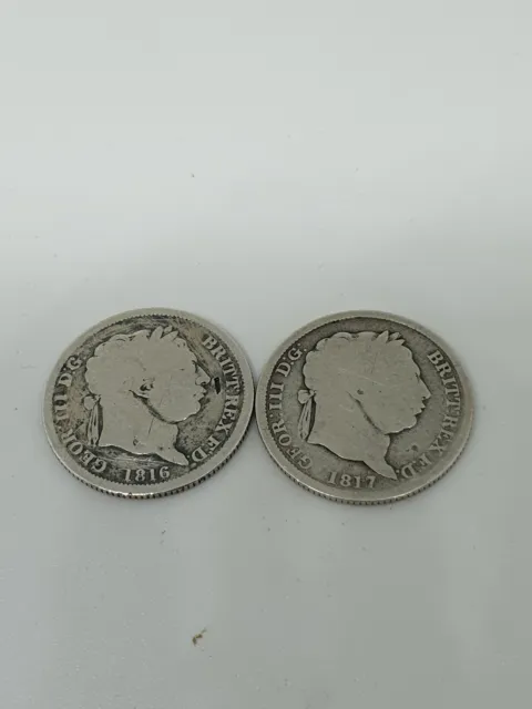 King George 111 Silver Shillings 1816 & 1817