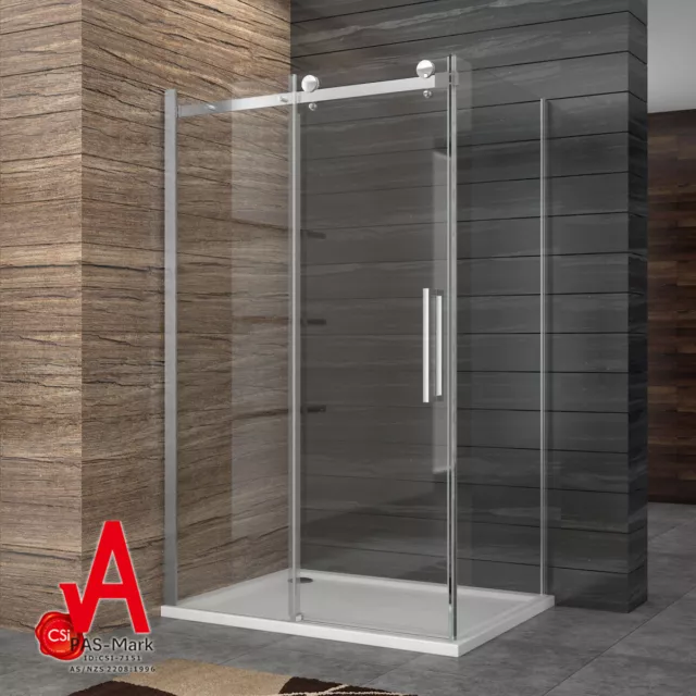 Frameless Shower Screen Wall to Wall Sliding Door Enclosure Cubical 1200x1950mm