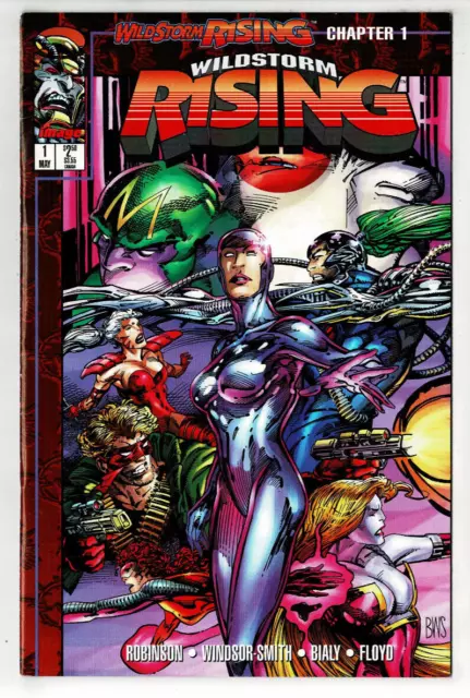 Wildstorm Rising 1 (Image 1995) with trading cards